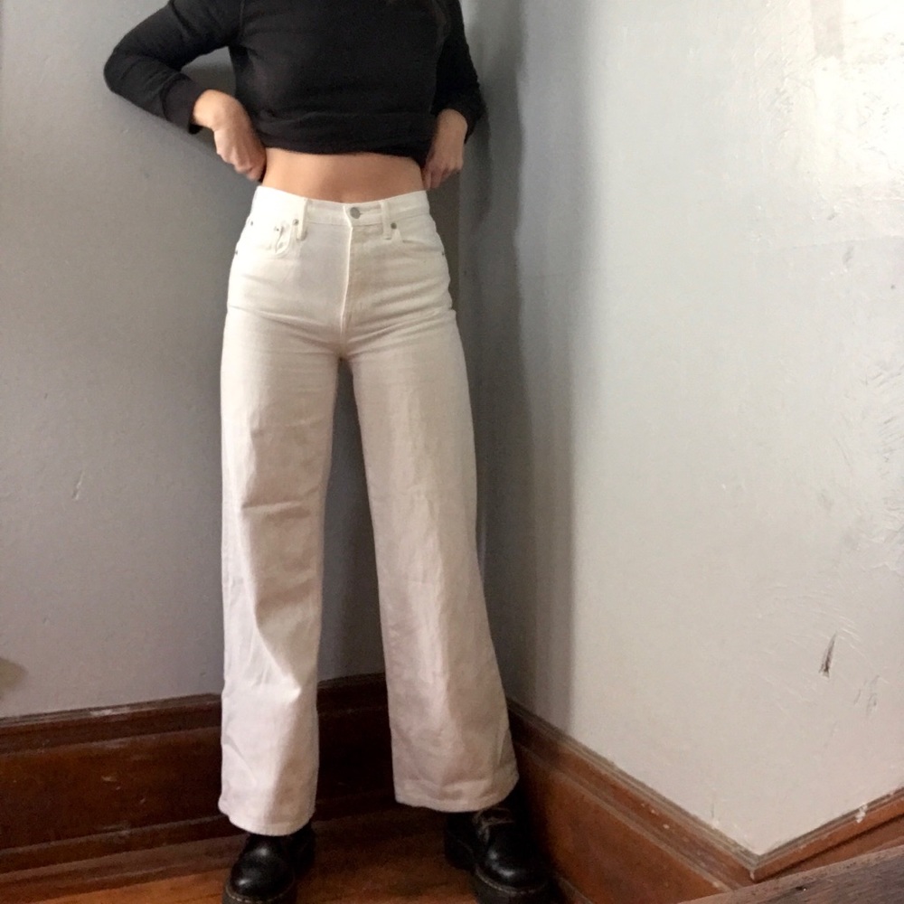 White Denim Wide Leg Jeans